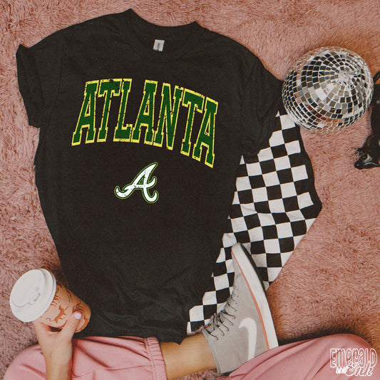 Atlanta Baseball Green Varsity Grunge - DTF Transfer