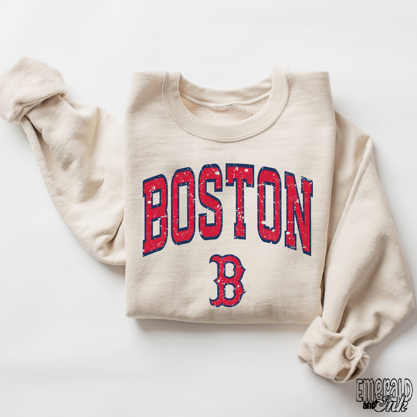 Boston Baseball Red Varsity Grunge - DTF Transfer