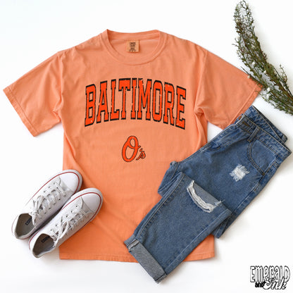 Baltimore Baseball Hot Orange Varsity Grunge - DTF Transfer