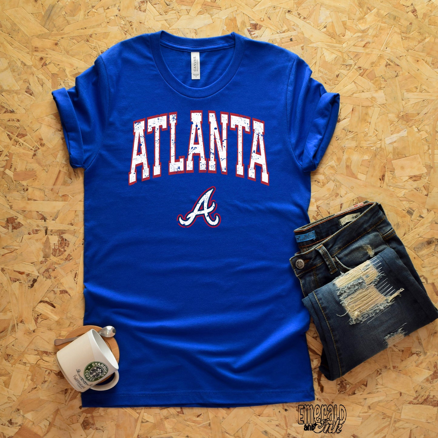 Atlanta Baseball Red Varsity Grunge - DTF Transfer