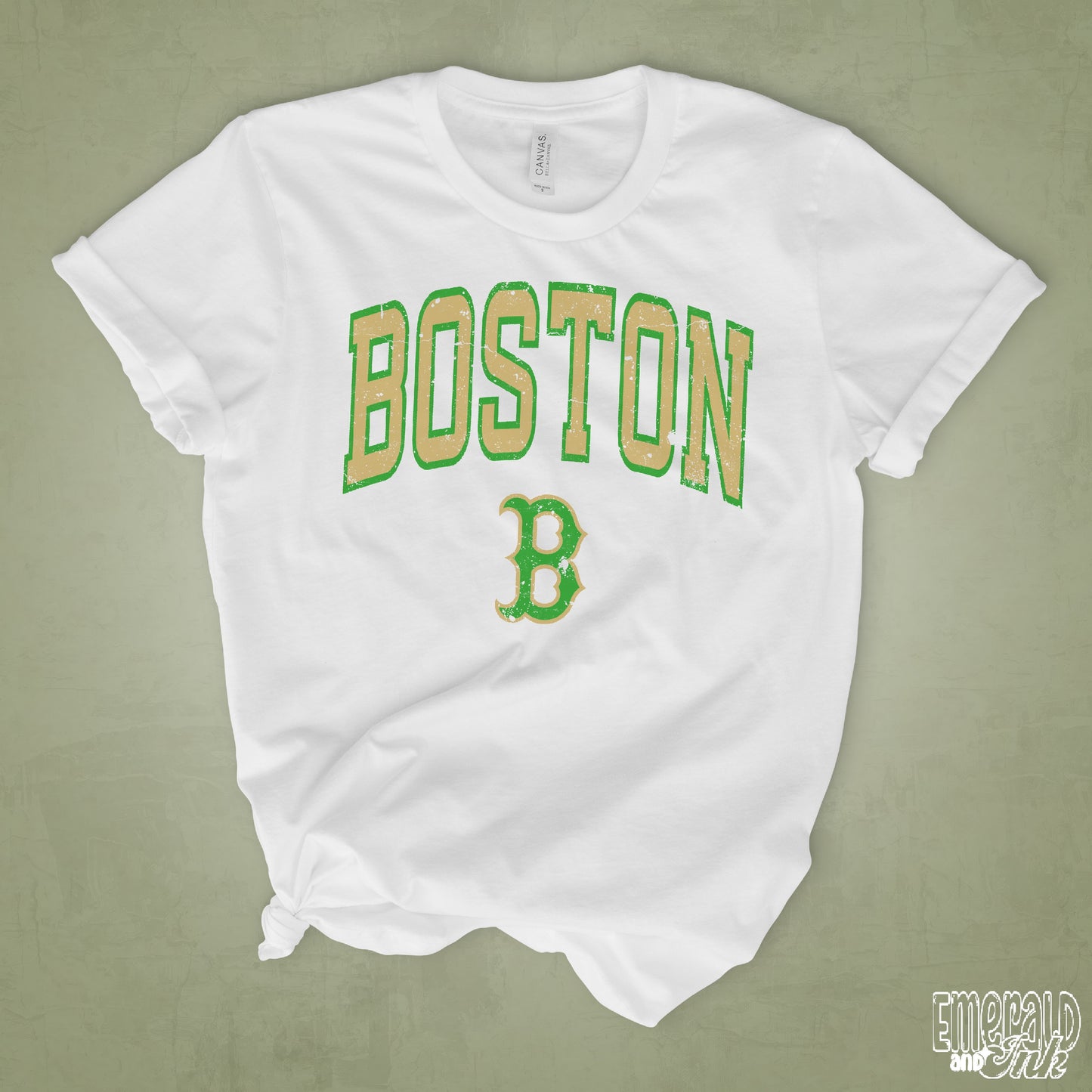 Boston Baseball Green Varsity Grunge - DTF Transfer