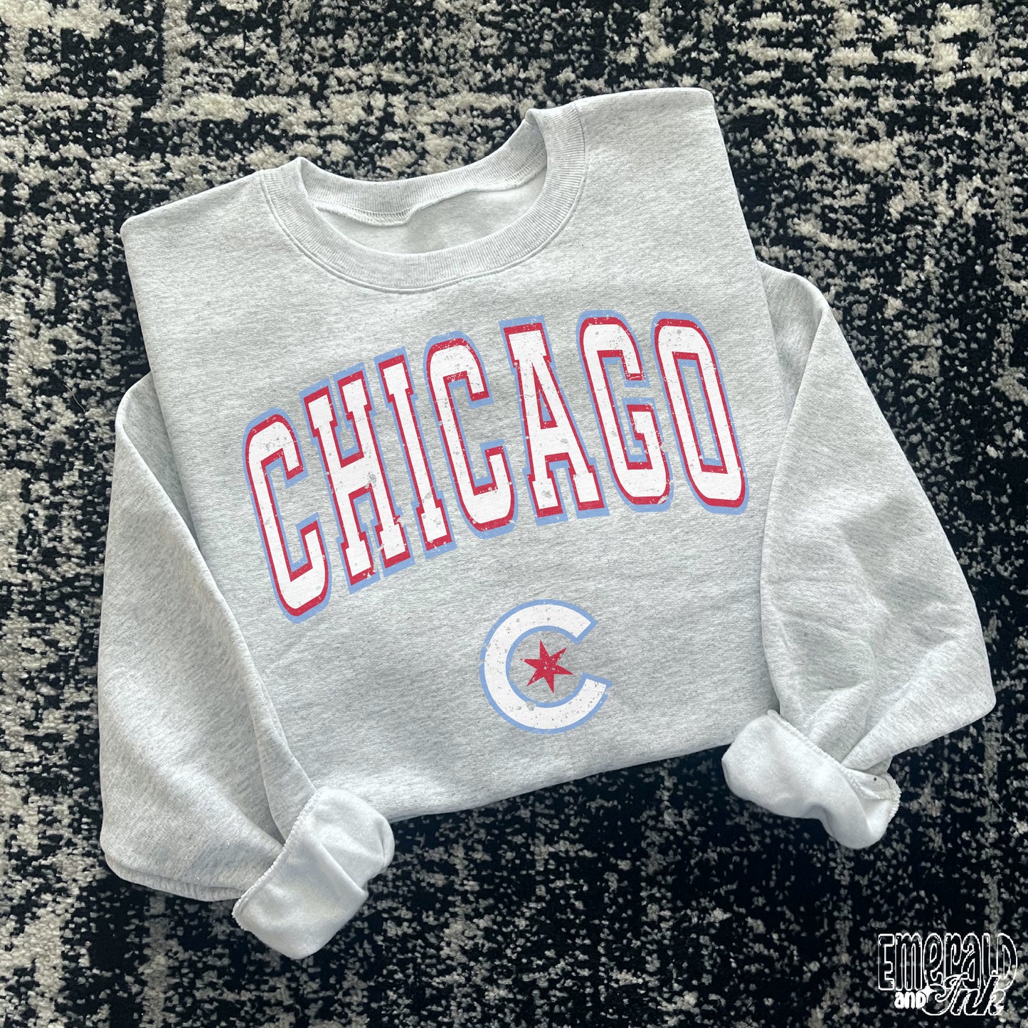 Chicago Baseball Patriotic Varsity Grunge - DTF Transfer