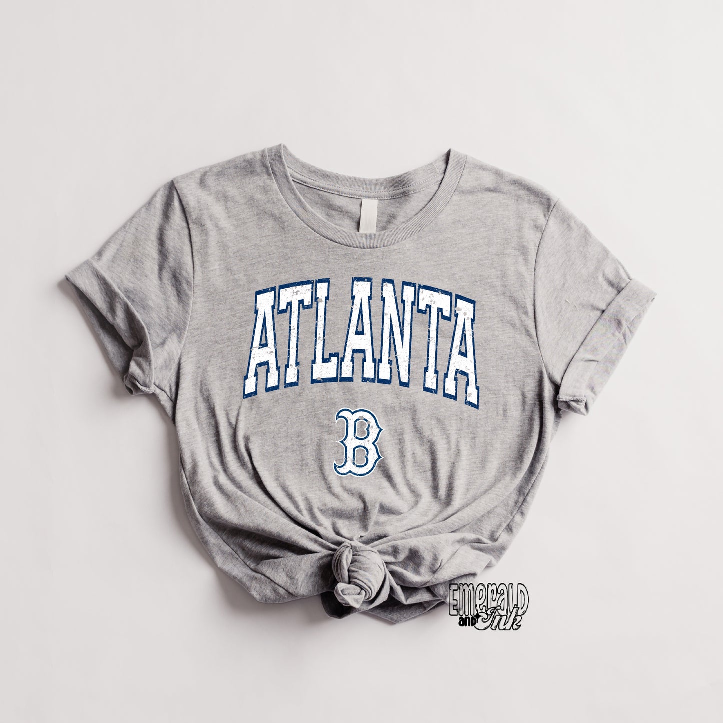 Atlanta Baseball Blue Varsity Grunge - DTF Transfer