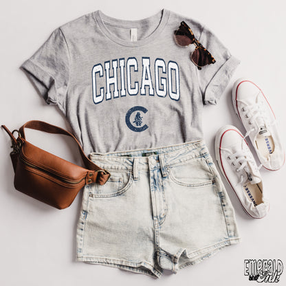 Chicago Baseball Navy Varsity Grunge - DTF Transfer