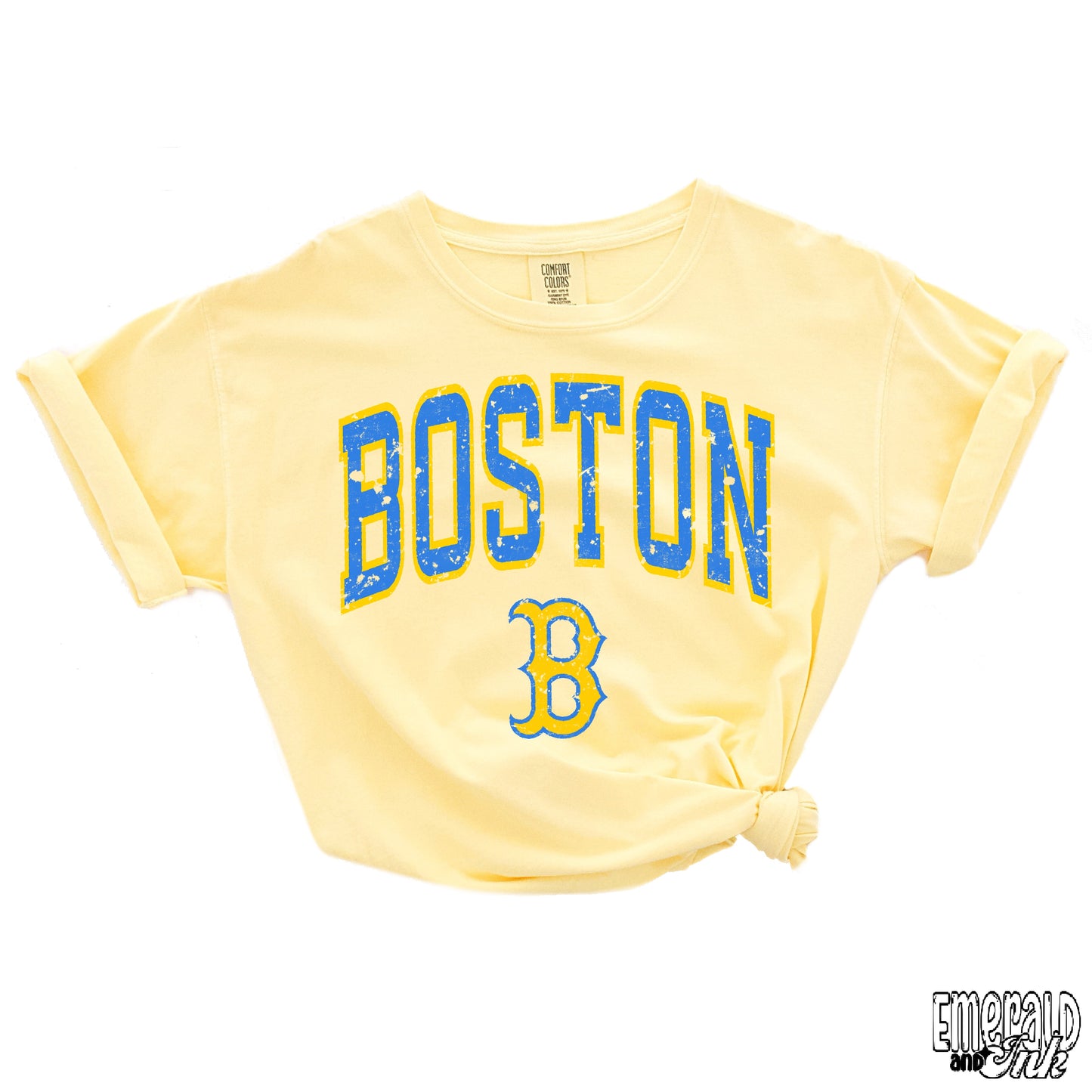 Boston Baseball Blue Varsity Grunge - DTF Transfer