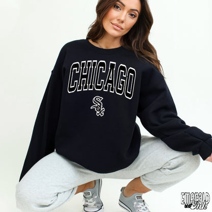 Chicago Baseball Black Varsity Grunge - DTF Transfer