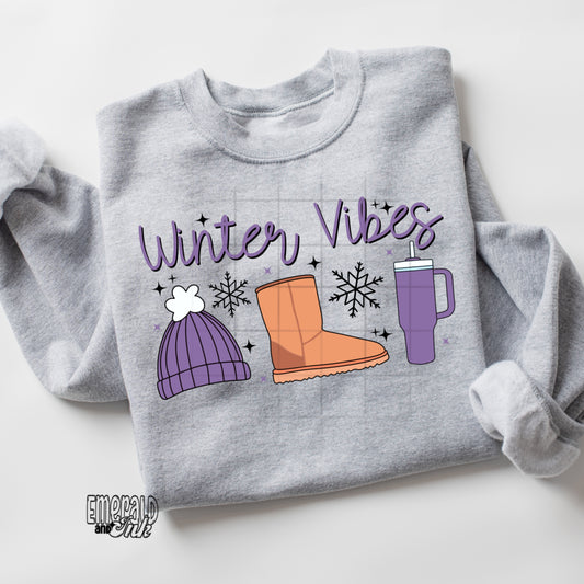 Winter Vibes (purple) - DTF Transfer*TAT 7 biz days