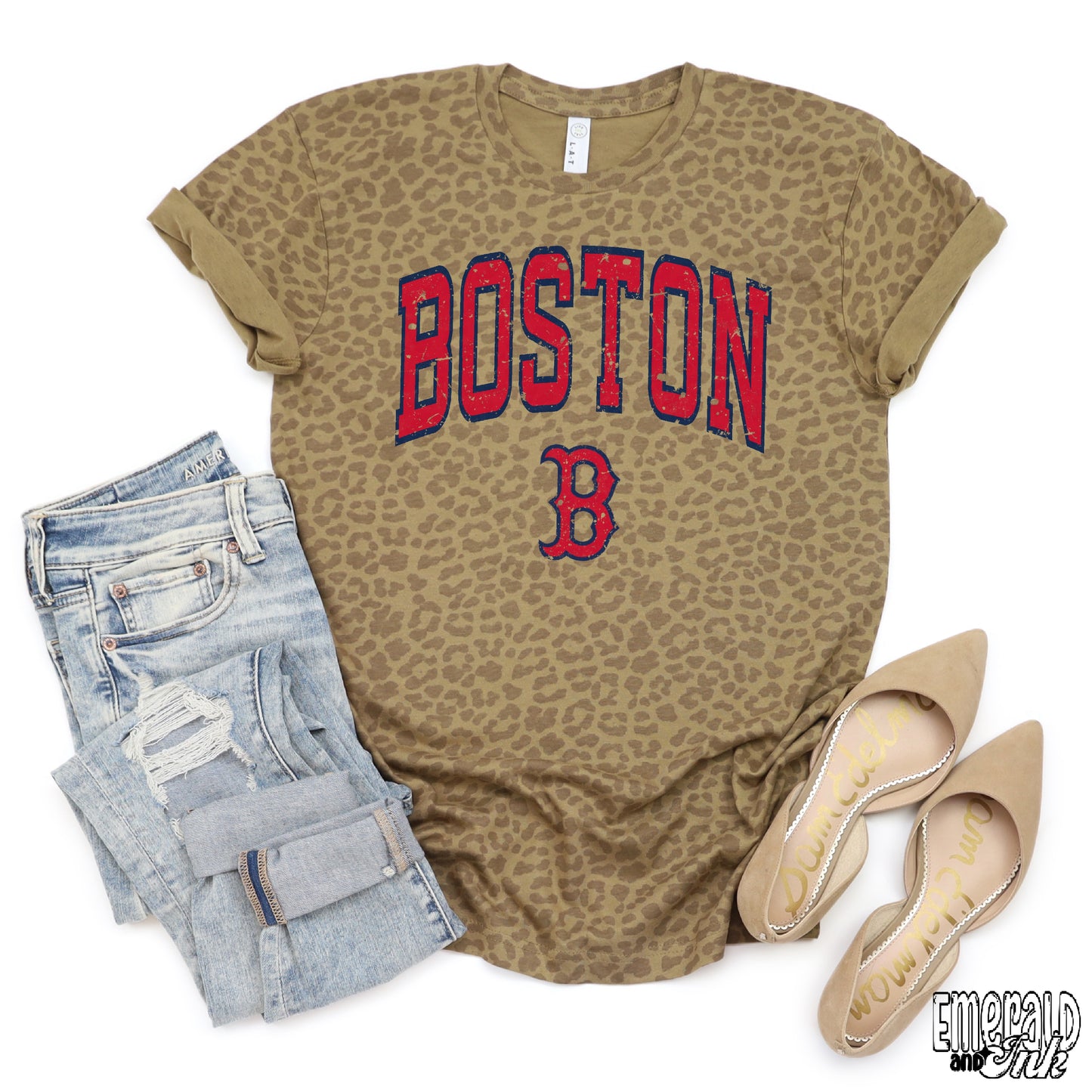 Boston Baseball Red Varsity Grunge - DTF Transfer