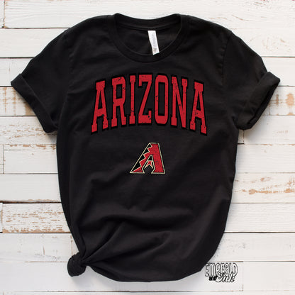 Arizona Baseball Red Varsity Grunge - DTF Transfer