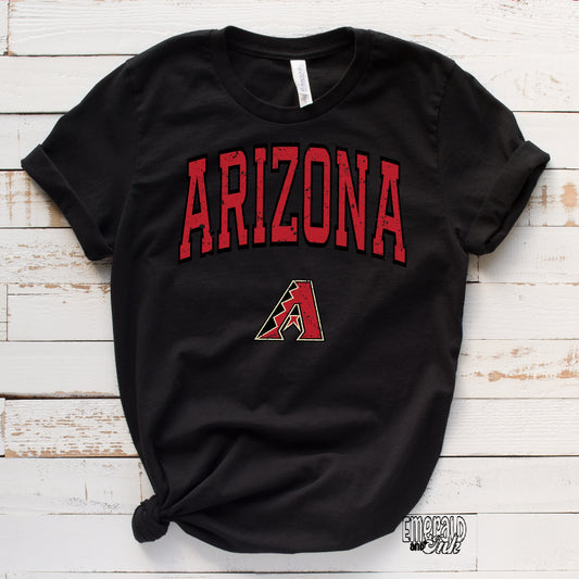 Arizona Baseball Red Varsity Grunge - DTF Transfer