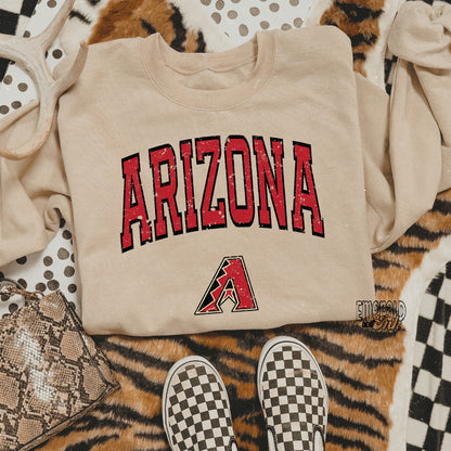 Arizona Baseball Red Varsity Grunge - DTF Transfer