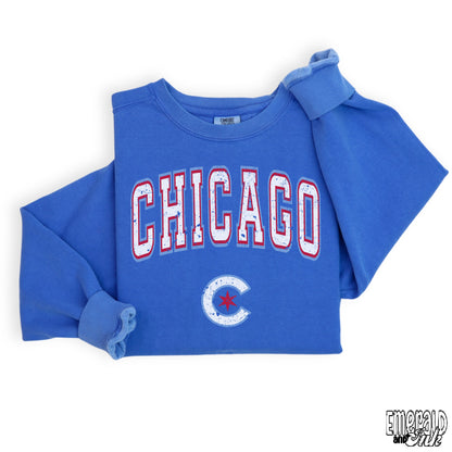 Chicago Baseball Patriotic Varsity Grunge - DTF Transfer