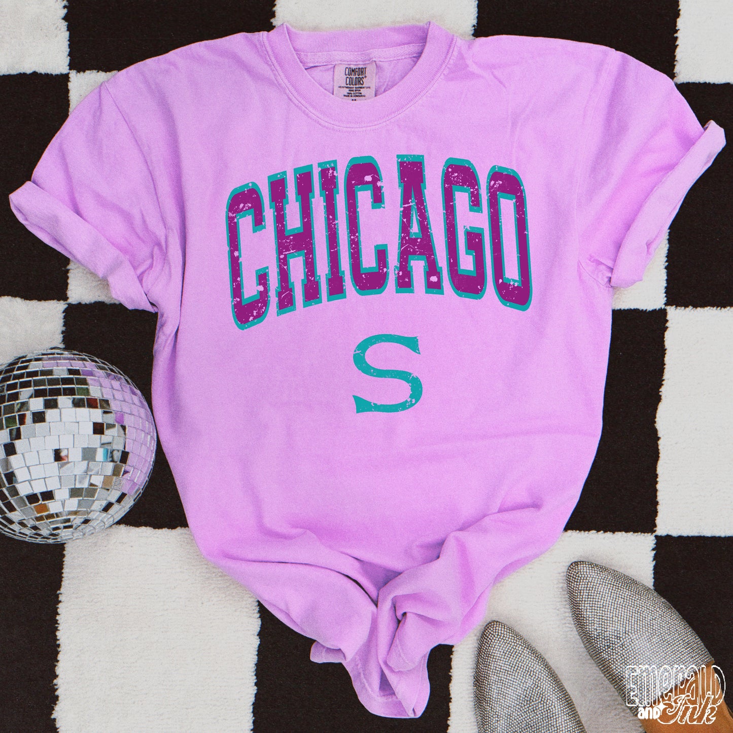 Chicago Baseball Purple Varsity Grunge - DTF Transfer