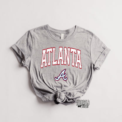 Atlanta Baseball Red Varsity Grunge - DTF Transfer