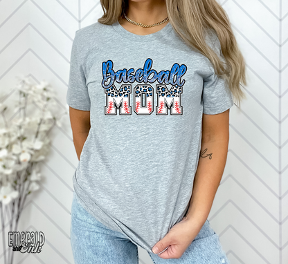 Baseball mom (red white blue leopard print) - DTF Transfer