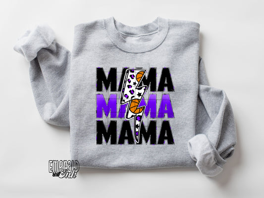 Mama BBall Bolt Purple - DTF Transfer*TAT 7 biz days