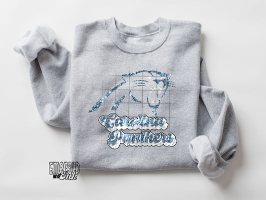 Panthers Blingy Carolina Blue - DTF Transfer*TAT 7 biz days