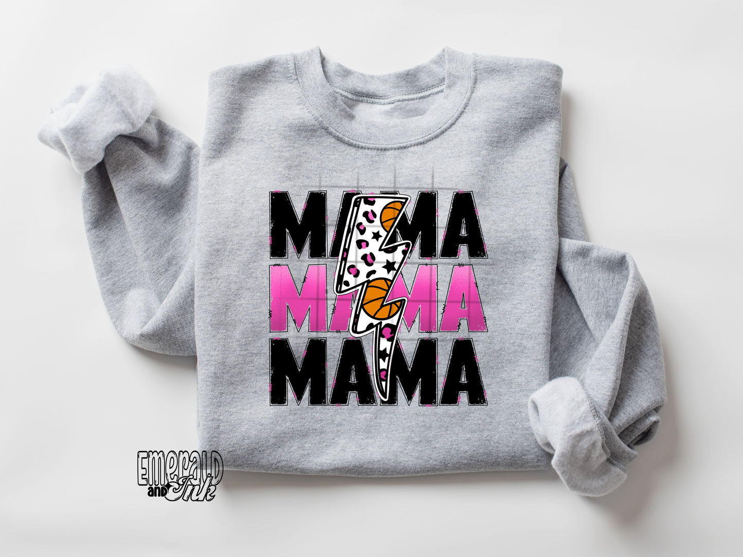 Mama BBall Bolt Pink - DTF Transfer*TAT 7 biz days