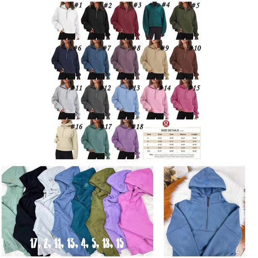 Athletic Half Zip Pullover w/ Hood - New Colors