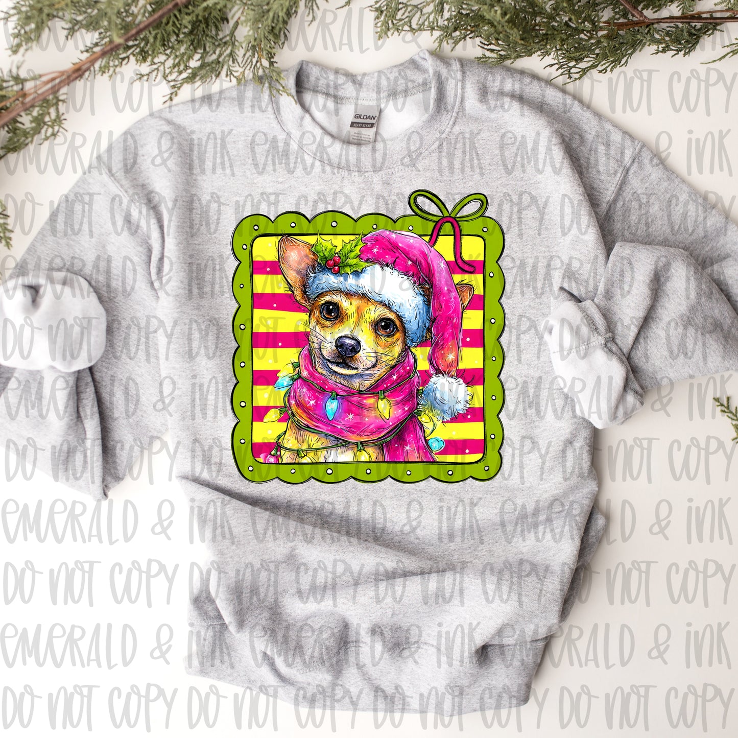 Cute Christmas Chihuahua Puppy PNG Download