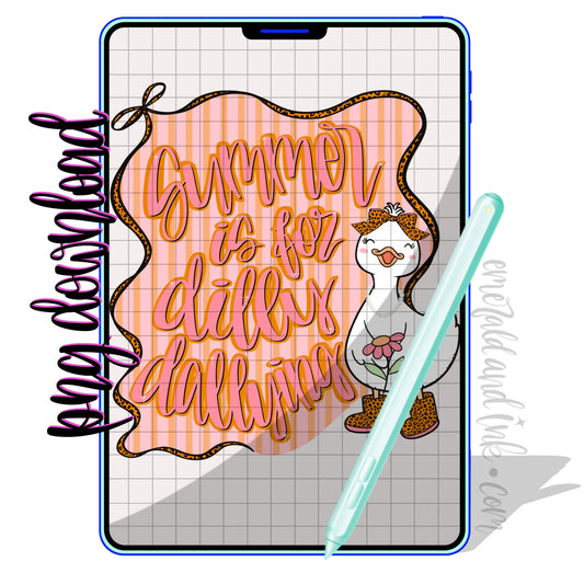 Summer is for Dilly Dallying Cute Goose Coquette - PNG Digital Download