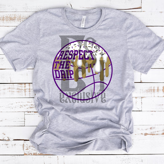 Respect The Drip Purple/Vegas Gold Basketball - DTF Transfer