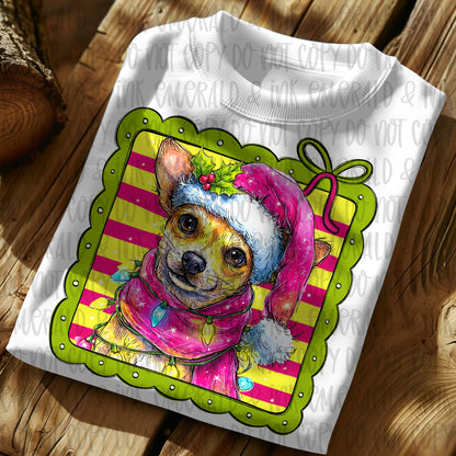 Cute Christmas Chihuahua Puppy PNG Download