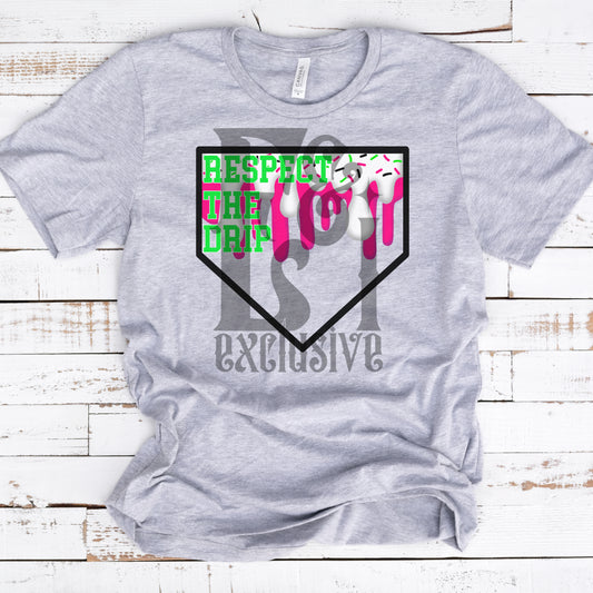 Respect The Drip Neon Green/Pink Baseball - DTF Transfer