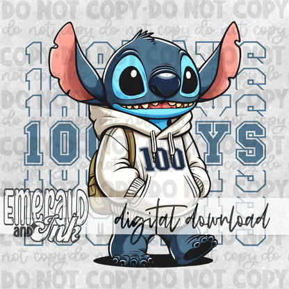 100 Days of School Island Alien Character Digital Download