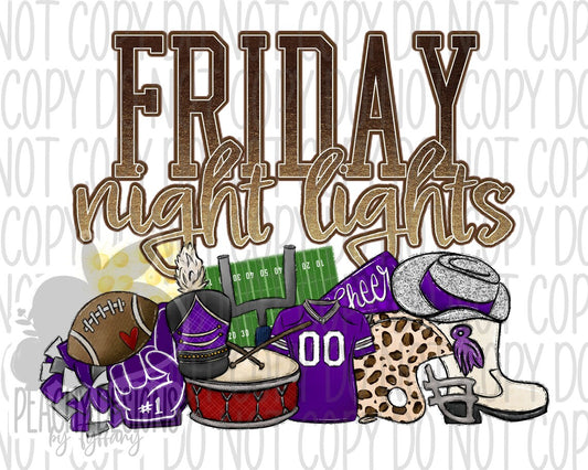 Friday night lights (purple) - DTF Transfer *TAT 5-7 biz days