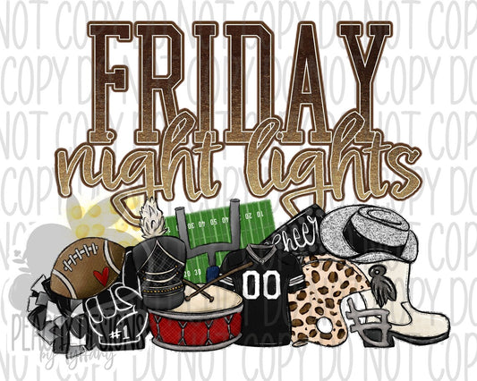 Friday Night Lights (black) - DTF Transfer *TAT 5-7 biz days