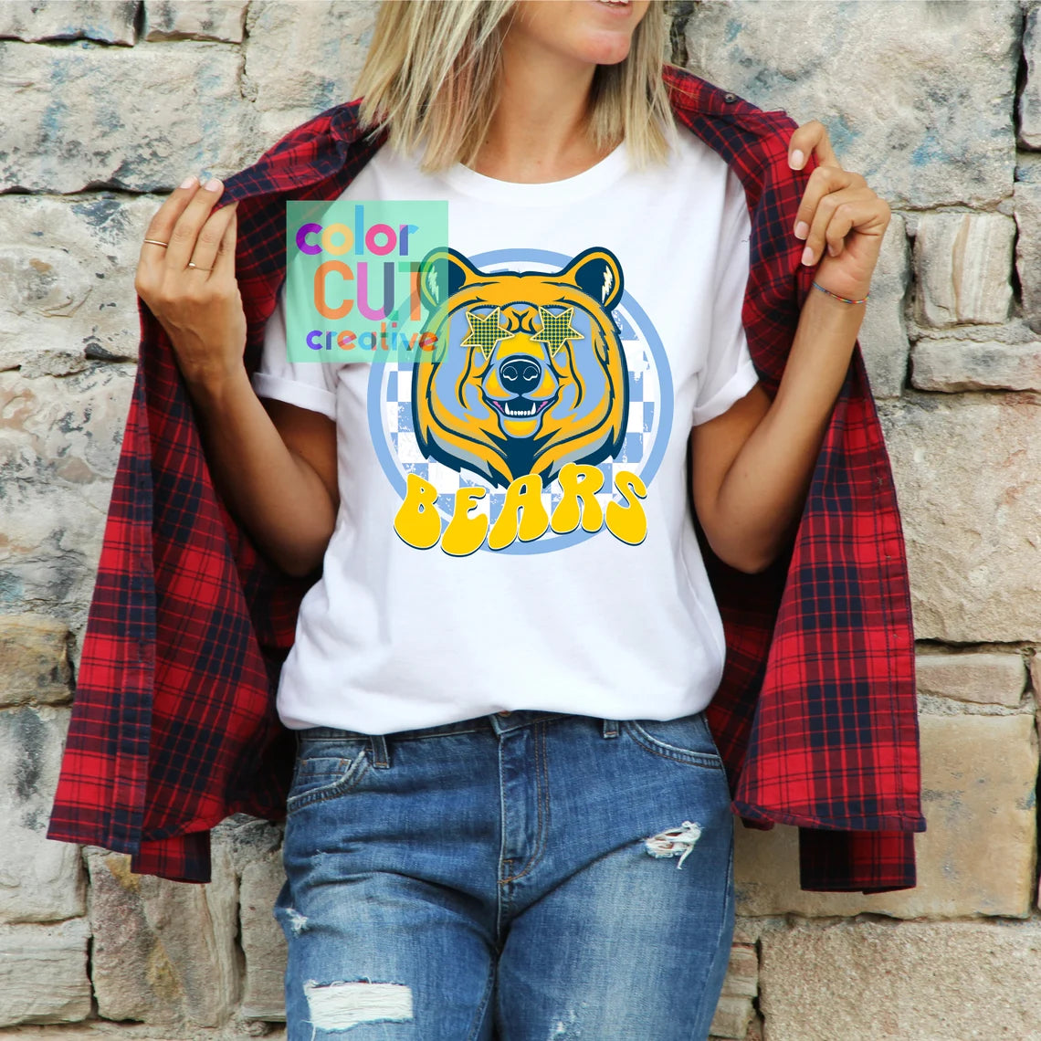 Preppy Mascot - Bears Yellow - DTF Transfer *TAT 5-7 biz days