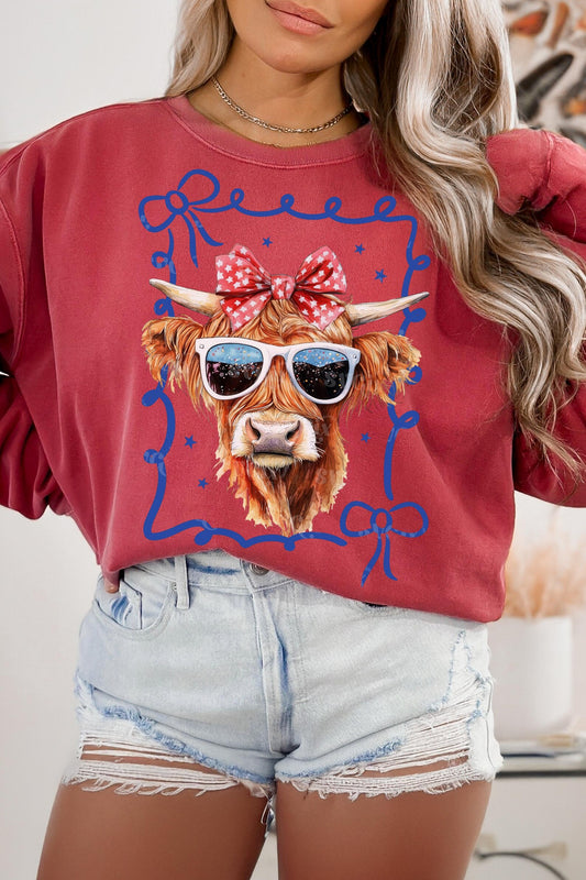 Patriotic Highland Cow Coquette - DTF Heat Transfer