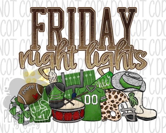 Friday night lights (green) - DTF Transfer *TAT 5-7 biz days