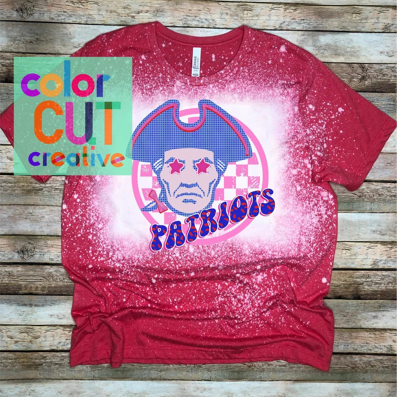 Preppy Mascot - Patriots (pink, red & blue)- DTF Transfer *TAT 5-7 biz days