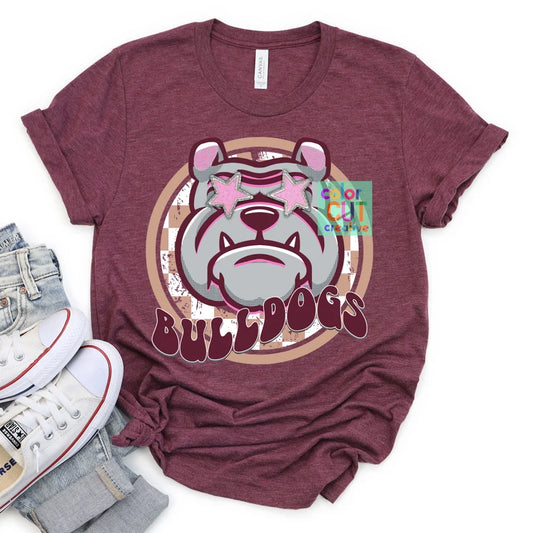 Preppy Mascot - Bulldogs Burgundy - DTF Transfer *TAT 5-7 biz days