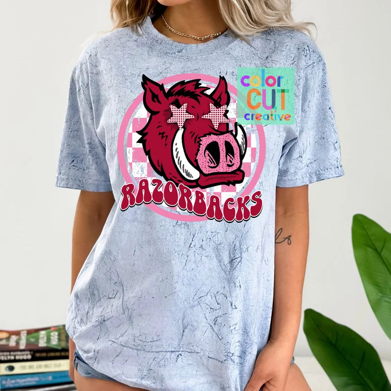 Preppy Mascot - Razorbacks (pink & maroon) *TAT 5-7 biz days