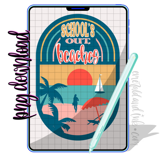 School's Out, Beaches - PNG Digital Download