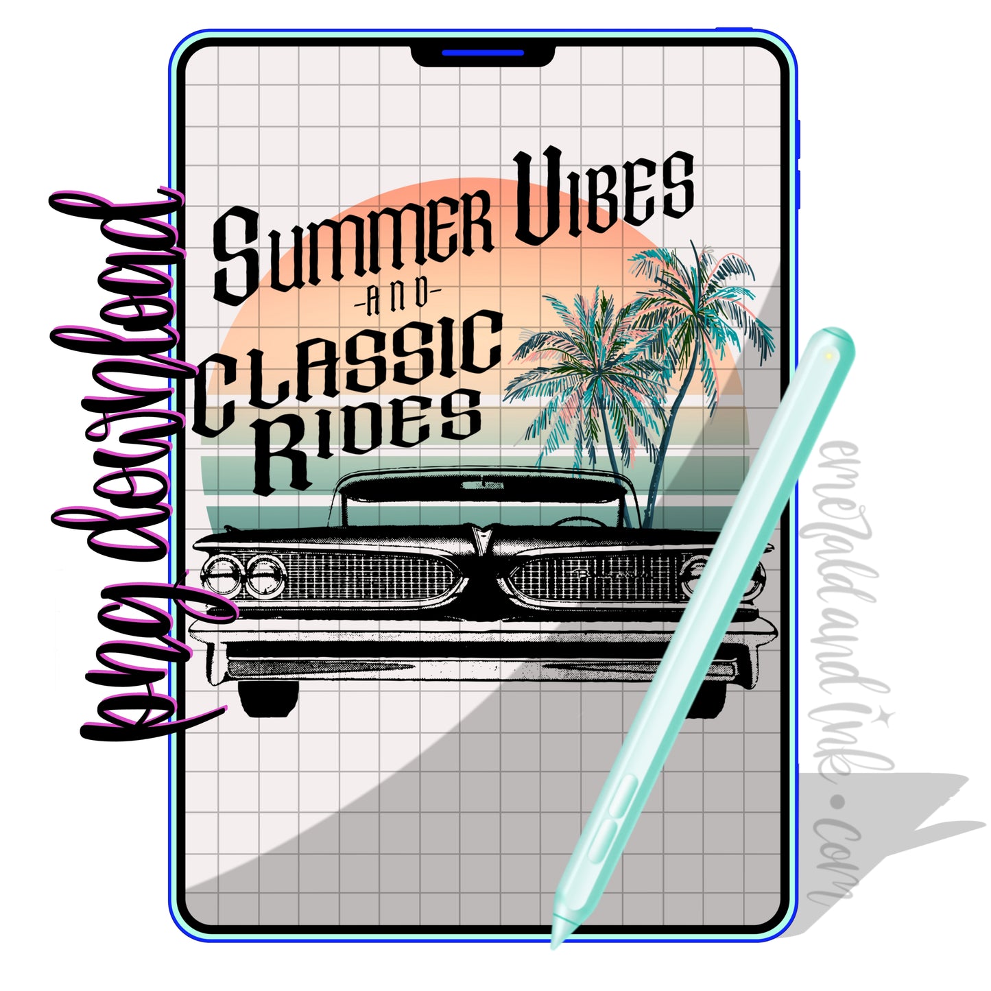 Summer Vibes and Classic Rides - PNG Digital Download