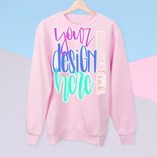 Pink Unbranded/Gildan Sweatshirt Color Block Background Blank Digital Mock-up