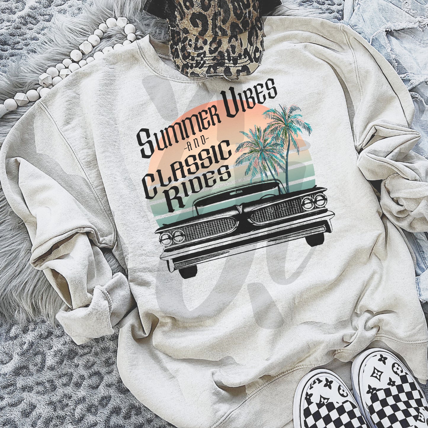Summer Vibes and Classic Rides - PNG Digital Download