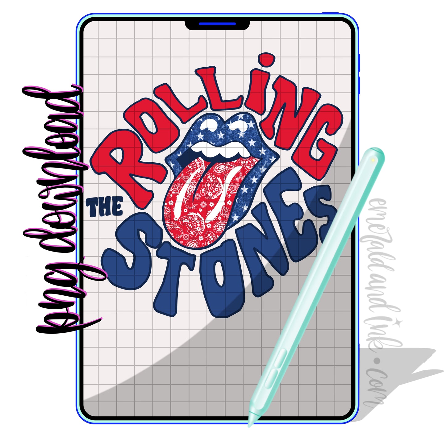 Patriotic Rock Music 4th of July - PNG Digital Download