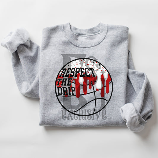 Respect The Drip Black/Red Basketball - DTF Transfer