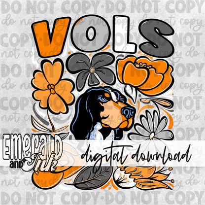 Mascot TN Hand Drawn Flowers Digital Download