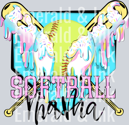 Softball Mama Cotton Candy Drip DTF
