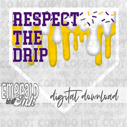 Respect The Drip Digital Download -  Purple White Homeplate