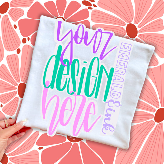 Youth White Folded T-Shirt Matisse Flower Background Digital Mock-up