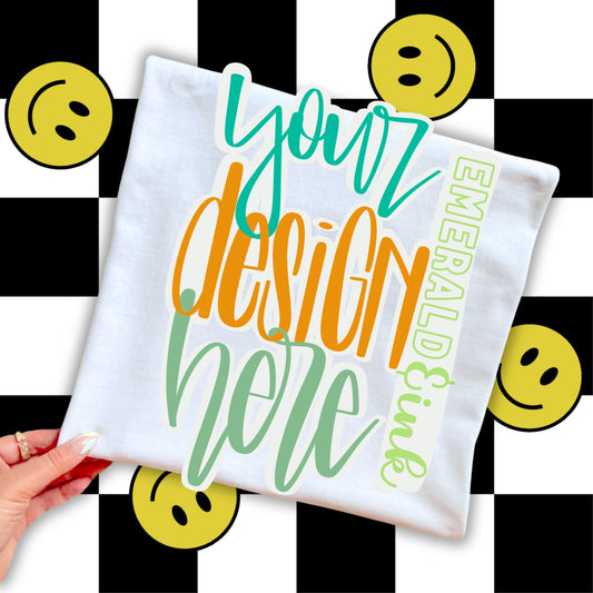 Youth White Folded T-Shirt Checkered Smileys Background Digital Mock-up