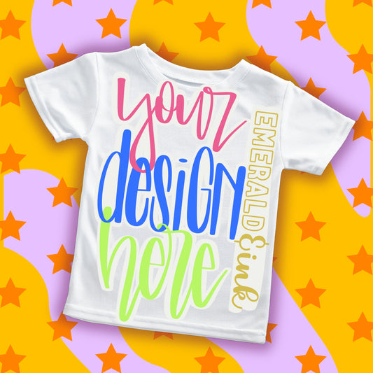 Youth White T-Shirt Retro Stars Background Blank Digital Mock-up