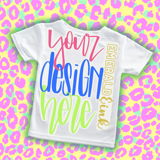 Youth White T-Shirt Pink Pastels Leopard Background Blank Digital Mock-up